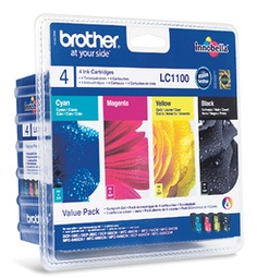 Original Brother LC1100 Ink Cartridge Value Quadpack (Black,Cyan,Magenta,Yellow)