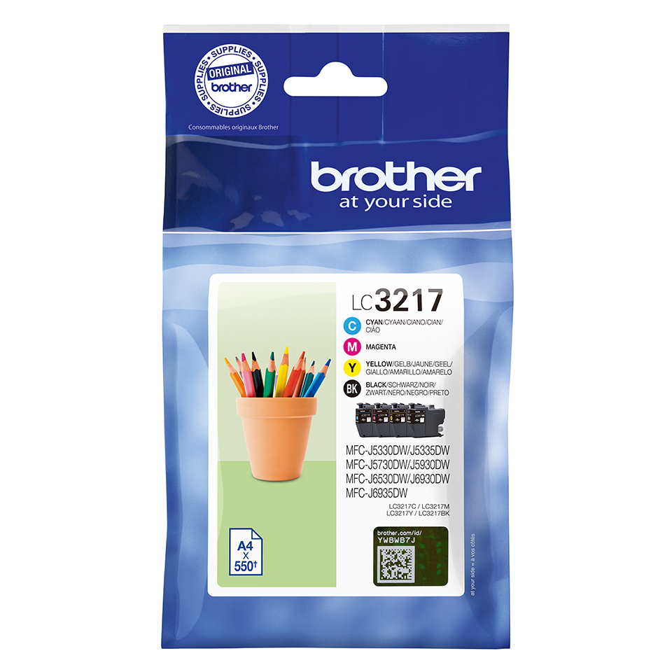 Original Brother LC3217VAL 4 Colour Inkjet Cartridge Multipack (Black, Cyan, Magenta, Yellow)
