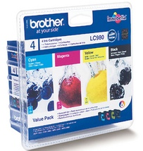 Original Brother LC980 Ink Cartridge Value Pack (Black,Cyan,Magenta,Yellow)