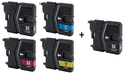 Compatible Brother LC985 a Set of 4 Ink Cartridges + EXTRA BLACK (2 x Black 1 x Cyan/Magenta/Yellow)