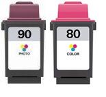 Remanufactured Lexmark 90 (12A1990) Photo and Lexmark 80 (12A1980)colour Ink cartridges High Capacity