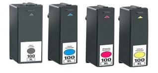 Compatible Lexmark 100XL's a Set of 4 Ink cartridges High Capacity Black/Cyan/Magenta/Yellow