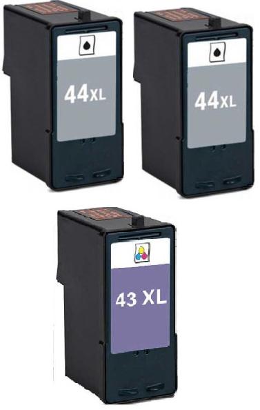 Remanufactured Lexmark 43XL (18Y0143e) and 44XL (18Y0144E) Ink Cartridges + EXTRA BLACK