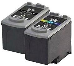 Remanufactured Canon PG-37 Black and CL-38 Colour Ink cartridges