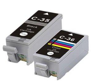 Compatible Canon PGI-35BK Black and CLI-36 Colour Ink Cartridges