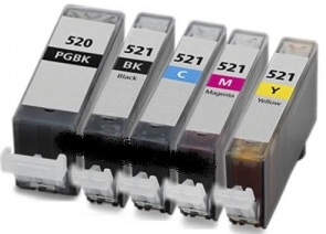 Compatible Canon PGI-520, CLI-521BK CLI-521C CLI-521M CLI-521Y set of 4 Ink Cartridges