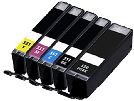 Compatible Canon PGI-550PGBKXL CLI-551BKXL CLI-551CXL CLI-551MXL CLI-551YXL a set of 5 Ink Cartridges (Black/Black/Cyan/Magenta/Yellow)