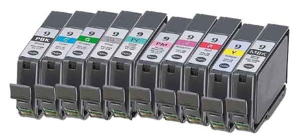 Compatible Canon PGI-9 a Set of 10 Ink Cartridges Black/Cyan/Magenta/Yellow/Photo Cyan/Photo Magenta/Red/Green/Grey/Matt Black