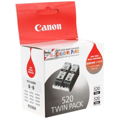 Original Canon PGI-520BK Black Ink Cartridges Twin Pack