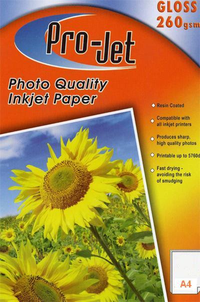 Projet A4 High Glossy Inkjet Paper 260g 40 sheets