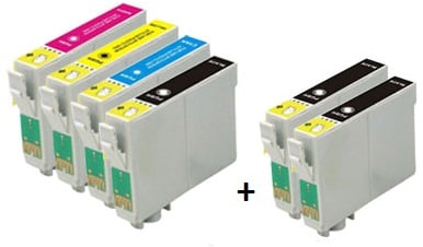 Compatible Epson T0711/T0712/T0713/T0714 a Set of 4  Cartridges + 2 EXTRA BLACK