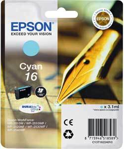 Original Epson 16 Cyan Ink Cartridge (T1622) (Series 16)