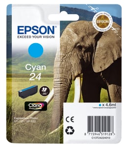 Original Epson 24 Cyan Ink Cartridge (T2422) (24 Series)