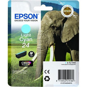 Original Epson 24 Light Cyan Ink Cartridge (T2425)