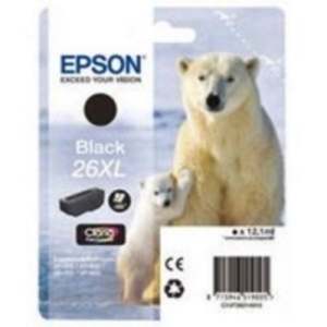 Original Epson 26XL Black Ink cartridge High Capacity (T2621) (26XL)